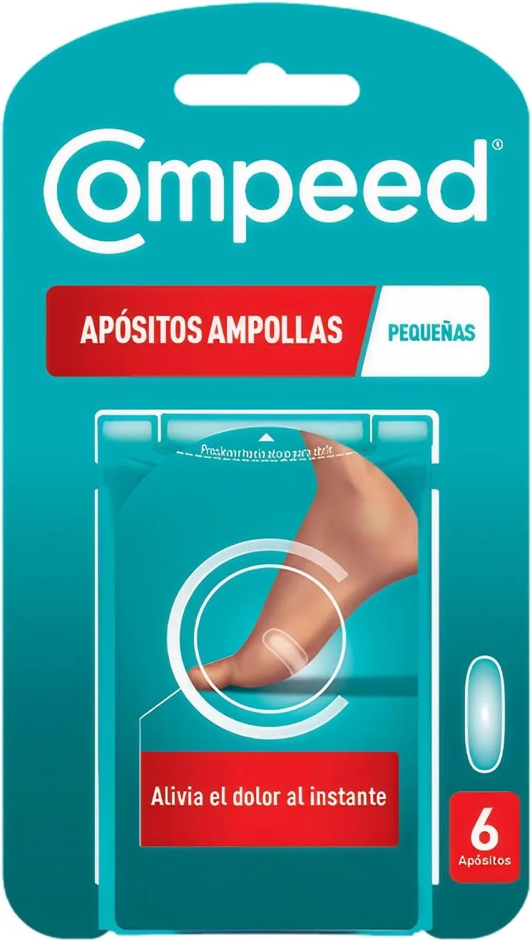 Compeed ▫️ para Pequenas Bolhas, Pensos Hidrocoloides para os Pés, Embalagem de 6 unidades | Alívio da dor, proteção contra escoriações, cicatrização rápida, amortecimento, discreto