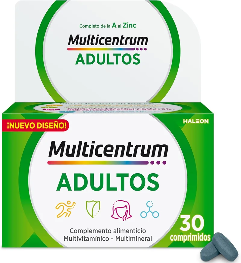 MULTICENTRUM ▫️ para Adultos e Adolescentes, Suplemento Multivitamínico, Sem Glúten, 30 Comprimidos | Vitaminas e minerais para adultos e adolescentes, ajuda o sistema imunitário e proporciona energia diária, sem glúten, 30 comprimidos