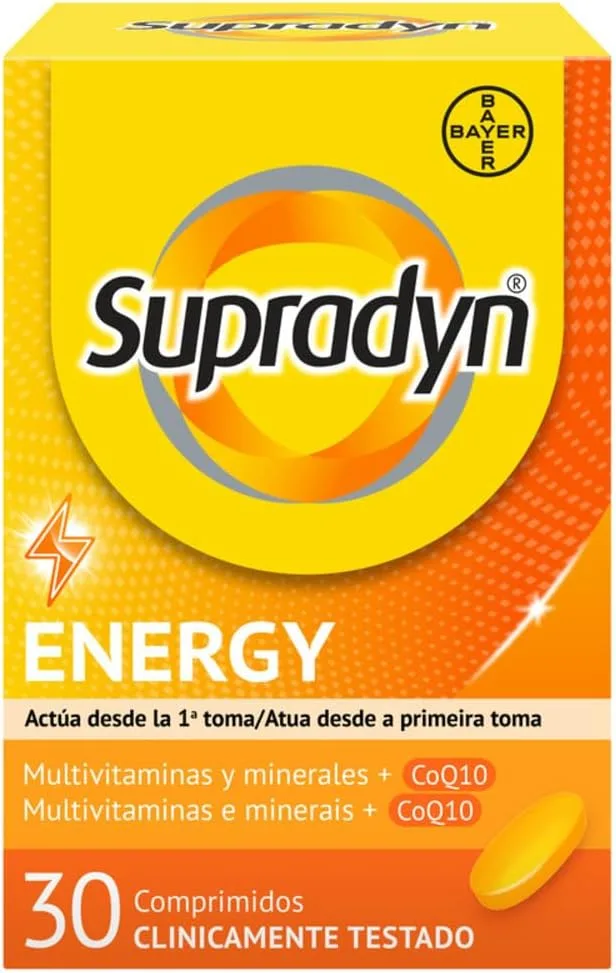 Supradyn ▫️ Energy 30 comprimidos com 13 vitaminas, 9 minerais e coenzima Q10 | Multivitamínico com 13 vitaminas e 9 minerais; reduz a fadiga e mantém a sua energia diária