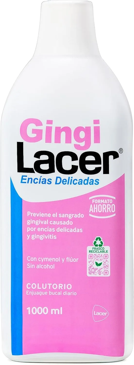 LACER ▫️ GINGI - Colutório 1000 ml, Colutório, Uso Diário, Boca Saudável e Protegida, Previne Cáries e Placa Dentária, Limpa Profundamente, Indicado para Pacientes Diabéticos