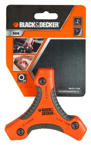 Black+Decker ▫️ BDHT0-71628 Conjunto de 9 chaves hexagonais com cabo triangular 5