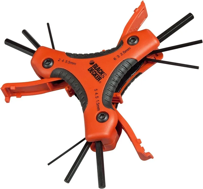 Black+Decker ▫️ BDHT0-71628 Conjunto de 9 chaves hexagonais com cabo triangular