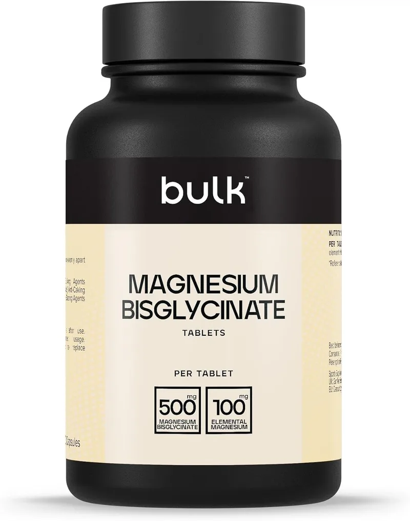 Bulk ▫️ Glicinato de magnésio a granel | 500 mg de alta absorção | 180 comprimidos veganos | Apoia a função muscular, o sono e a energia | Suave para o estômago | Sem OGM |