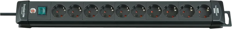 Brennenstuhl ▫️ Premium-Line, extensão com 10 tomadas (cabo de 3 m, com interruptor, fabricada na Alemanha) Preto