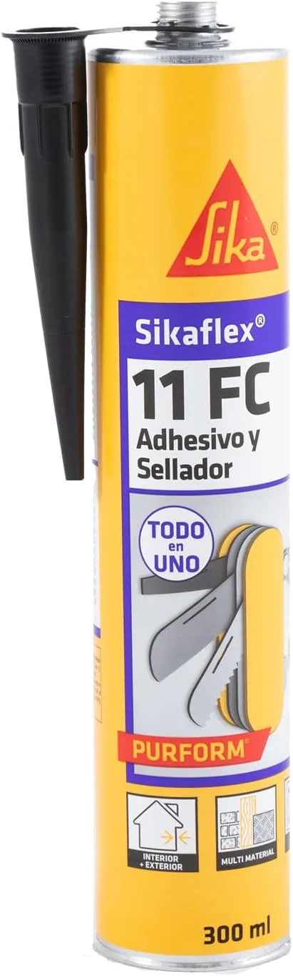 Sikaflex ▫️ SIKA - Massa adesiva multiusos - 11 FC Purform - Preto - Junta e cola - Vedante de poliuretano multi-superfícies - Interior e exterior - 300ml