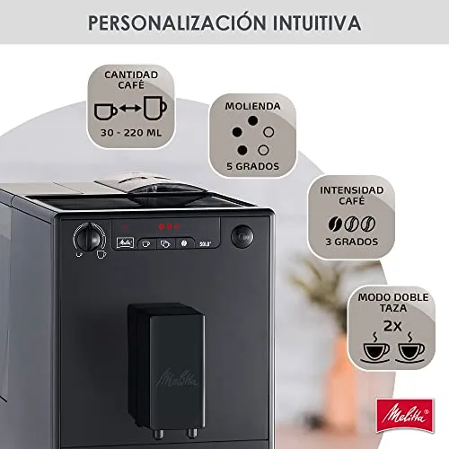 Melitta ▫️ Solo E950-222, Máquina de café superautomática com moedor, 15 bar, café em grão para expresso, limpeza automática, personalizável, Pure Black 5