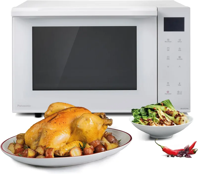 Panasonic ▫️ NN-DF37PWEPG Micro-ondas e Grelhador, 1000 W, 23 L, Inverter, Modo Eco Combi, Prato não giratório, 16 programas automáticos, Tabuleiro esmaltado, Grelha de arame, Fácil de Limpar, Branco