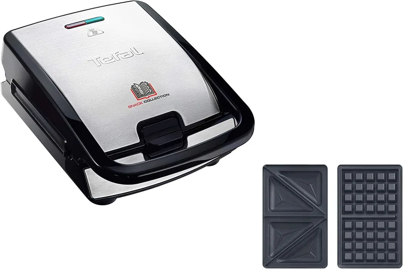 Tefal ▫️ SW852D - Sanduicheira, 700 W, revestimento antiaderente, preto/aço inoxidável