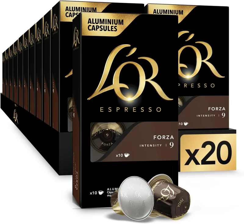 L'OR ▫️ Espresso Forza Cápsulas de café: Intensidade 9: 200 Cápsulas compatíveis com Nespresso (R)