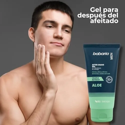 Babaria ▫️ After Shave para Homem com Aloe Vera | Creme Hidratante Facial para Após o Barbear | Creme Facial Refrescante e Calmante para Homem | After Shave com Aloe Vera 3