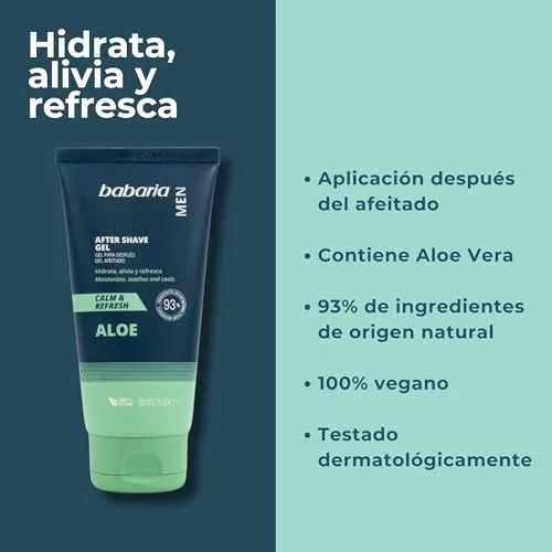 Babaria ▫️ After Shave para Homem com Aloe Vera | Creme Hidratante Facial para Após o Barbear | Creme Facial Refrescante e Calmante para Homem | After Shave com Aloe Vera 4