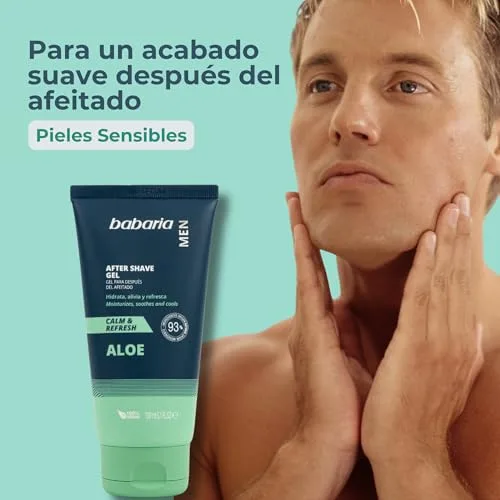 Babaria ▫️ After Shave para Homem com Aloe Vera | Creme Hidratante Facial para Após o Barbear | Creme Facial Refrescante e Calmante para Homem | After Shave com Aloe Vera 5
