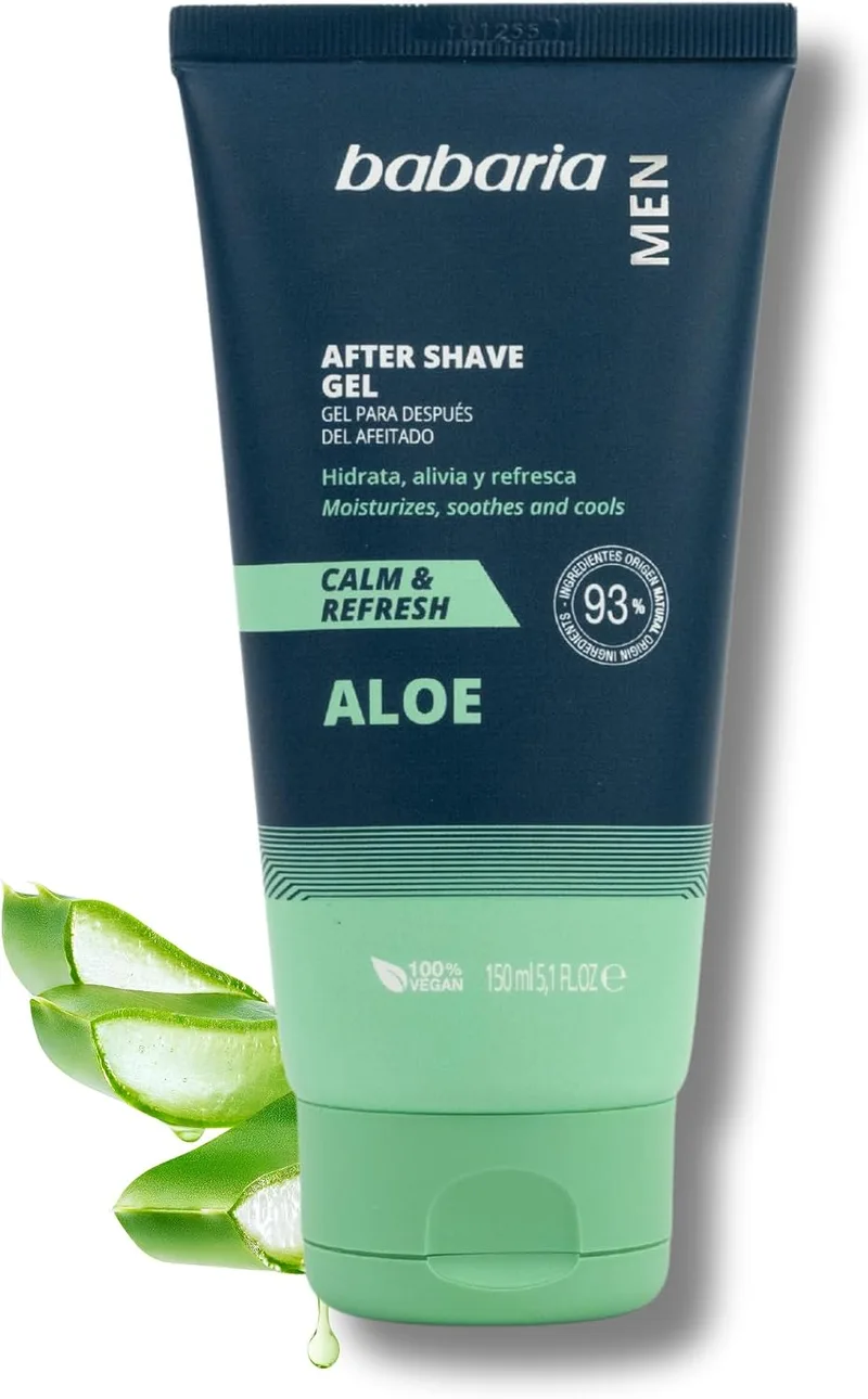 Babaria ▫️ After Shave para Homem com Aloe Vera | Creme Hidratante Facial para Após o Barbear | Creme Facial Refrescante e Calmante para Homem | After Shave com Aloe Vera