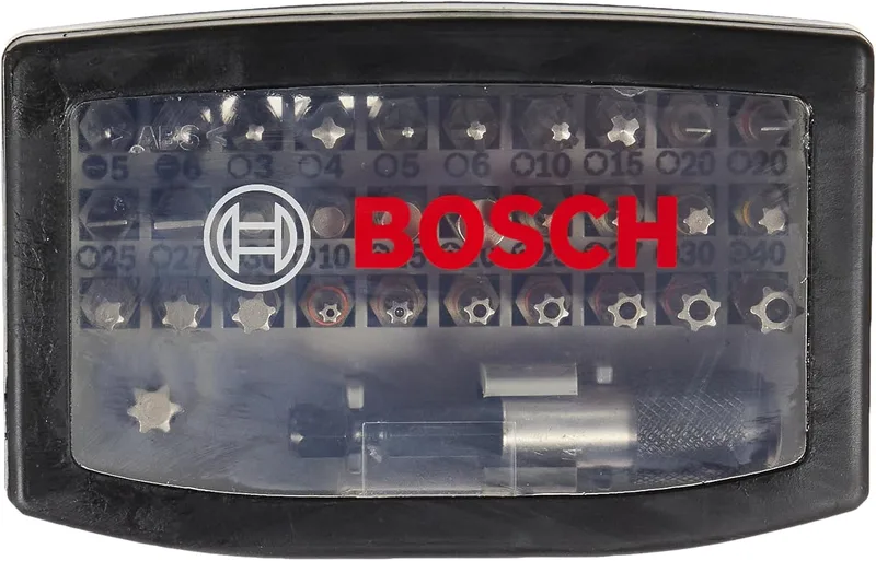Bosch ▫️ Conjunto Professional de 32 unidades de pontas de aparafusar Extra Hard (cruz, Pozidriv, T, Hex, T, TH, S-Bit, acessórios para berbequins rotativos e aparafusadoras)
