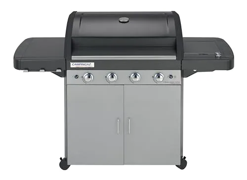 CAMPINGAZ ▫️ 4 Series Classic LS Plus Churrasqueira a gás, 4 queimadores em aço inoxidável, 12,8 kW, sistema de limpeza InstaClean, 4 rodas, cores: preto e cinzento, 160 x 59,8 x 115,6 cm 4