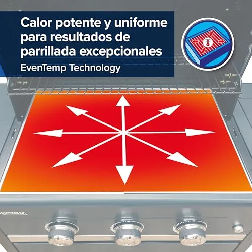 CAMPINGAZ ▫️ 4 Series Classic LS Plus Churrasqueira a gás, 4 queimadores em aço inoxidável, 12,8 kW, sistema de limpeza InstaClean, 4 rodas, cores: preto e cinzento, 160 x 59,8 x 115,6 cm 5
