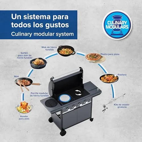 CAMPINGAZ ▫️ 4 Series Classic LS Plus Churrasqueira a gás, 4 queimadores em aço inoxidável, 12,8 kW, sistema de limpeza InstaClean, 4 rodas, cores: preto e cinzento, 160 x 59,8 x 115,6 cm 6