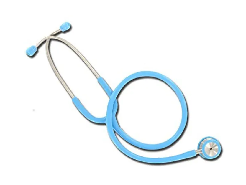 GIMA ▫️ Estetoscópio pediátrico cabeça dupla, azul claro, estetoscópio leve, cromado, para pediatria