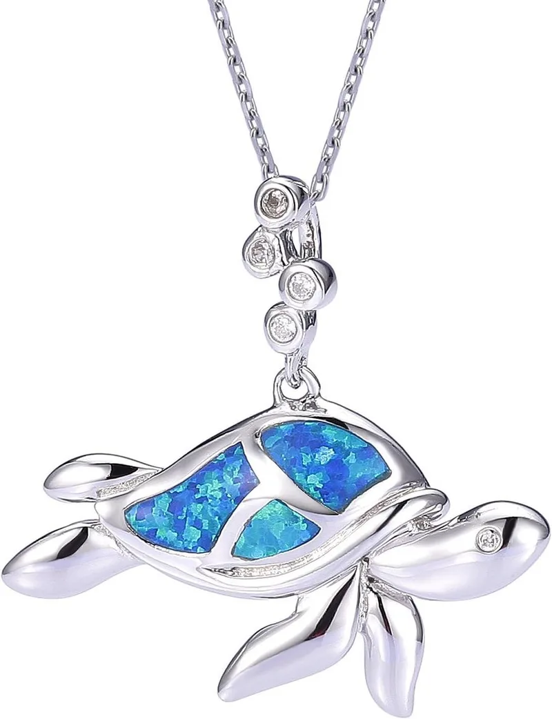 VIKI LYNN ▫️ Mulheres Meninas Prata esterlina 925 Criada Opala Bebé Tartaruga Marinha Colar