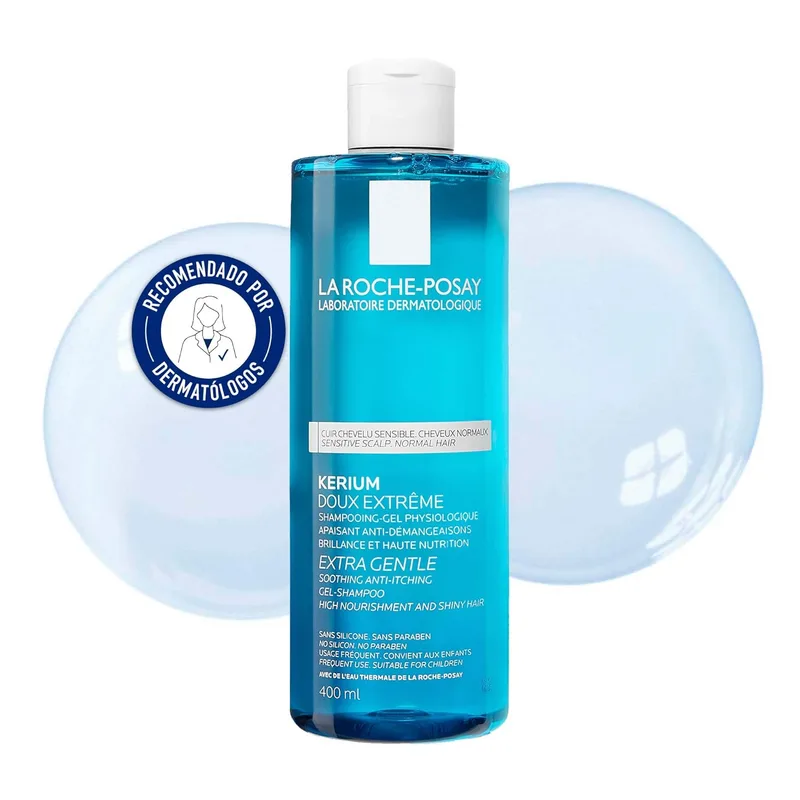 La Roche Posay, Kerium Extra Suave, Champô Gel Fisiológico, Acalma o Couro Cabeludo, Enriquecido com Água Termal, Para Couro Cabeludo Sensível, 400 ml