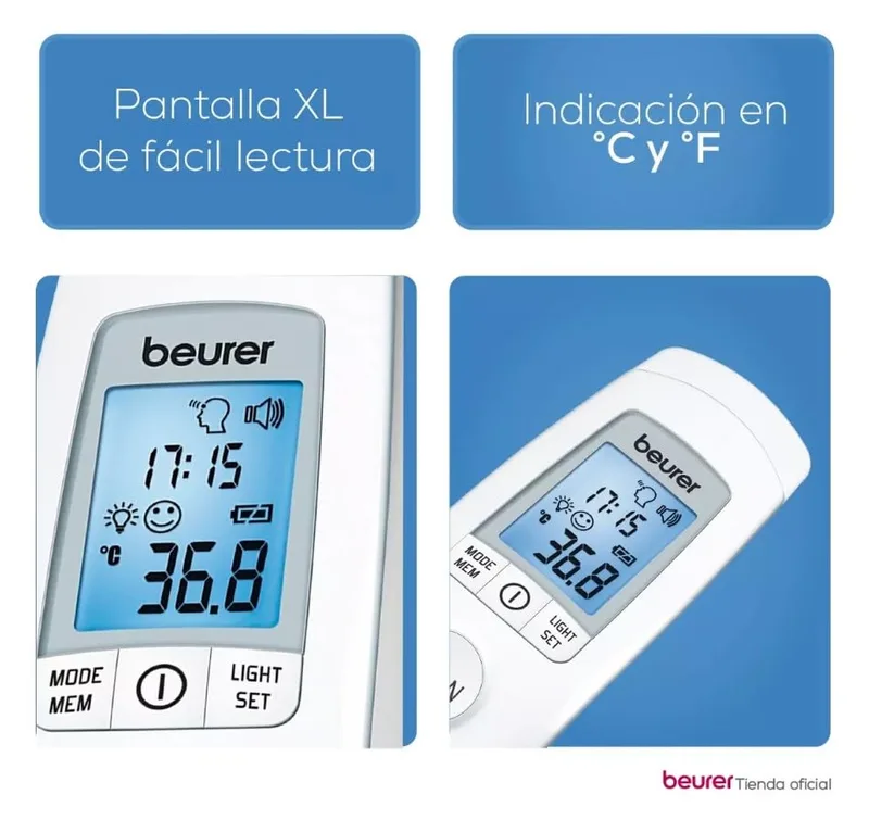 Beurer ▫️ Termómetro digital infravermelho sem contacto FT 90, termómetro para bebés, para medições fáceis na testa de adultos e crianças, ecrã digital, com pilha, 1 unidade (embalagem de 1) 3