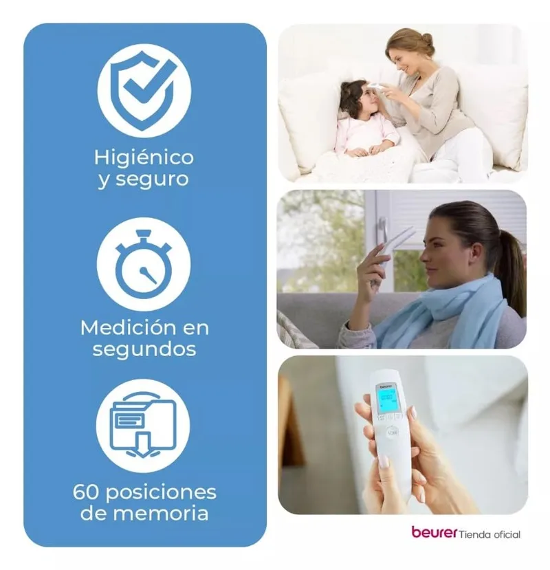 Beurer ▫️ Termómetro digital infravermelho sem contacto FT 90, termómetro para bebés, para medições fáceis na testa de adultos e crianças, ecrã digital, com pilha, 1 unidade (embalagem de 1) 5