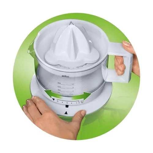 Braun ▫️ CJ3000 WH - Espremedor elétrico de laranjas, 20 W, 350 ml, quantidade de polpa ajustável, lavável na máquina de lavar louça, design icónico, branco 2