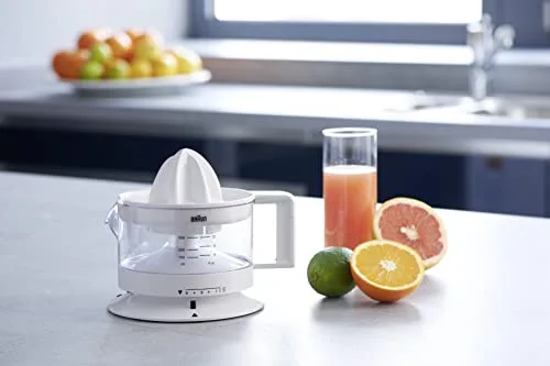 Braun ▫️ CJ3000 WH - Espremedor elétrico de laranjas, 20 W, 350 ml, quantidade de polpa ajustável, lavável na máquina de lavar louça, design icónico, branco 6