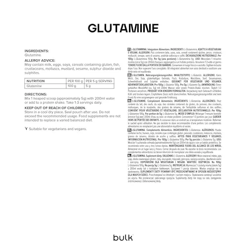 Bulk ▫️ L-Glutamina a granel, sem aromatizantes adicionados, 500 g 3