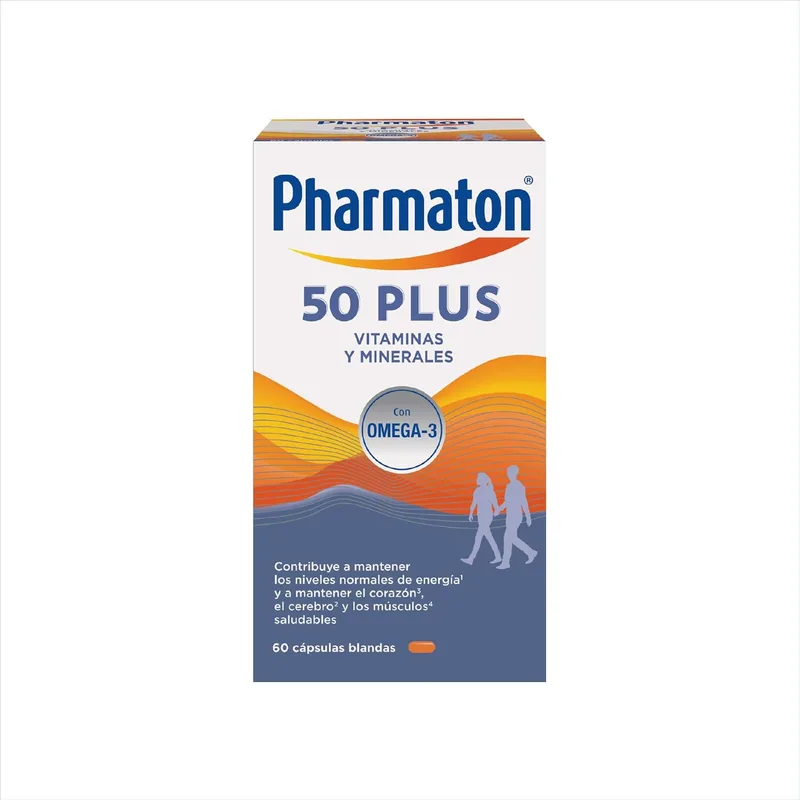 Pharmaton ▫️ 50+ - Multivitamínico com Ómega 3 - 60 cápsulas - Ajuda a manter a energia a partir dos 50 anos