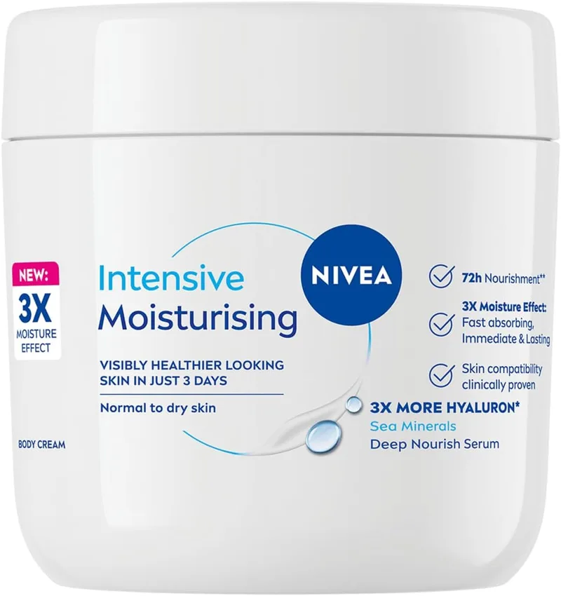 NIVEA ▫️ Creme Hidratante Intensivo para o Corpo 48H - 400 ml (6 unidades) (3,08 £ cada) (0563)
