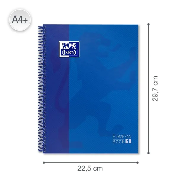 Oxford ▫️ Caderno A4, quadriculado 5x5, capa extra-resistente, microperfurado, caderno A4 Europeanbook 1, cor azul escuro 4