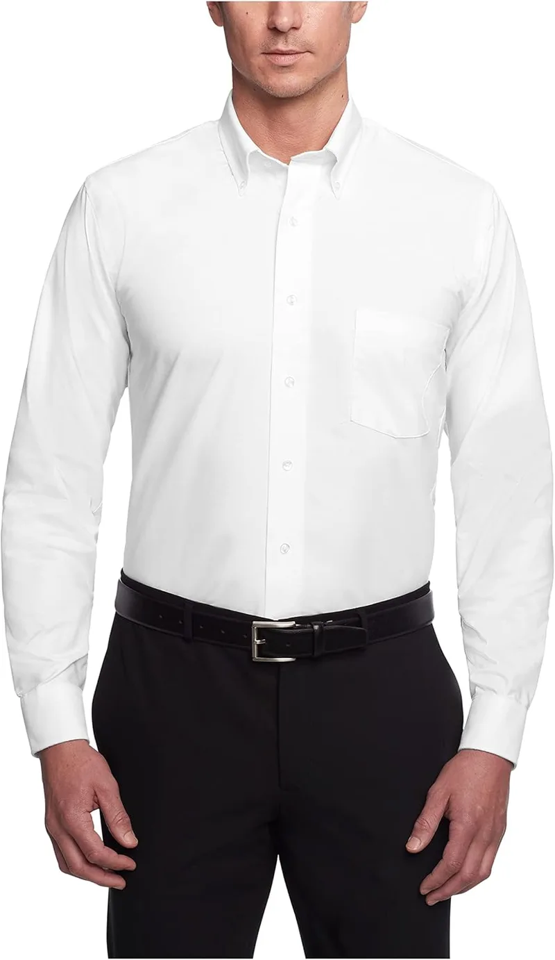 Van Heusen ▫️ Camisa de corte regular Oxford Oxford sólida Camisa de corte regular sólida Camisa de corte sólida para homem
