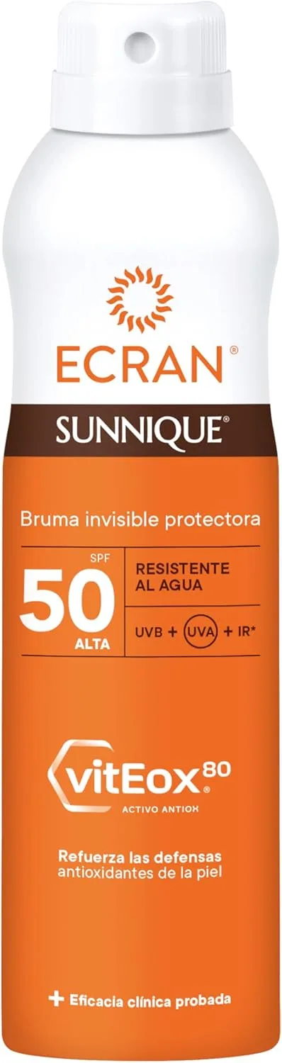 Ecran ▫️ Sunnique - Bruma Protetora Solar FPS 50, Proteção UVB + UVA e IR-A, Reforça as Defesas, Protege a Pele, Hidratação 24 horas, Fórmula com VitEox 80, para Toda a Família - 250 ml