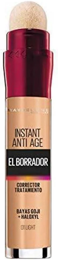 MAYBELLINE ▫️ New York, Corretor para olheiras, bolsas nos olhos e imperfeições, com bagas de goji e Haloxyl, Tom: 01 Light, 6,8 ml