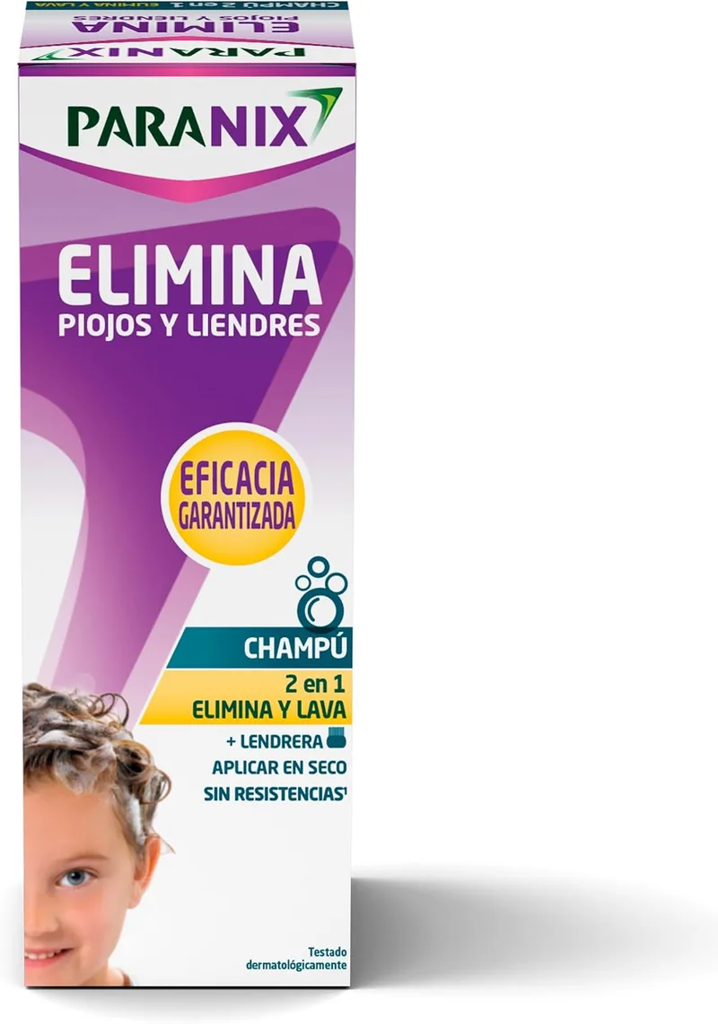 Paranix ▫️ Lice and Nit Remover, Champô 2 em 1, elimina os piolhos e lava o cabelo ao mesmo tempo - Inclui rede anti-piolhos - Sem inseticida - 200ml