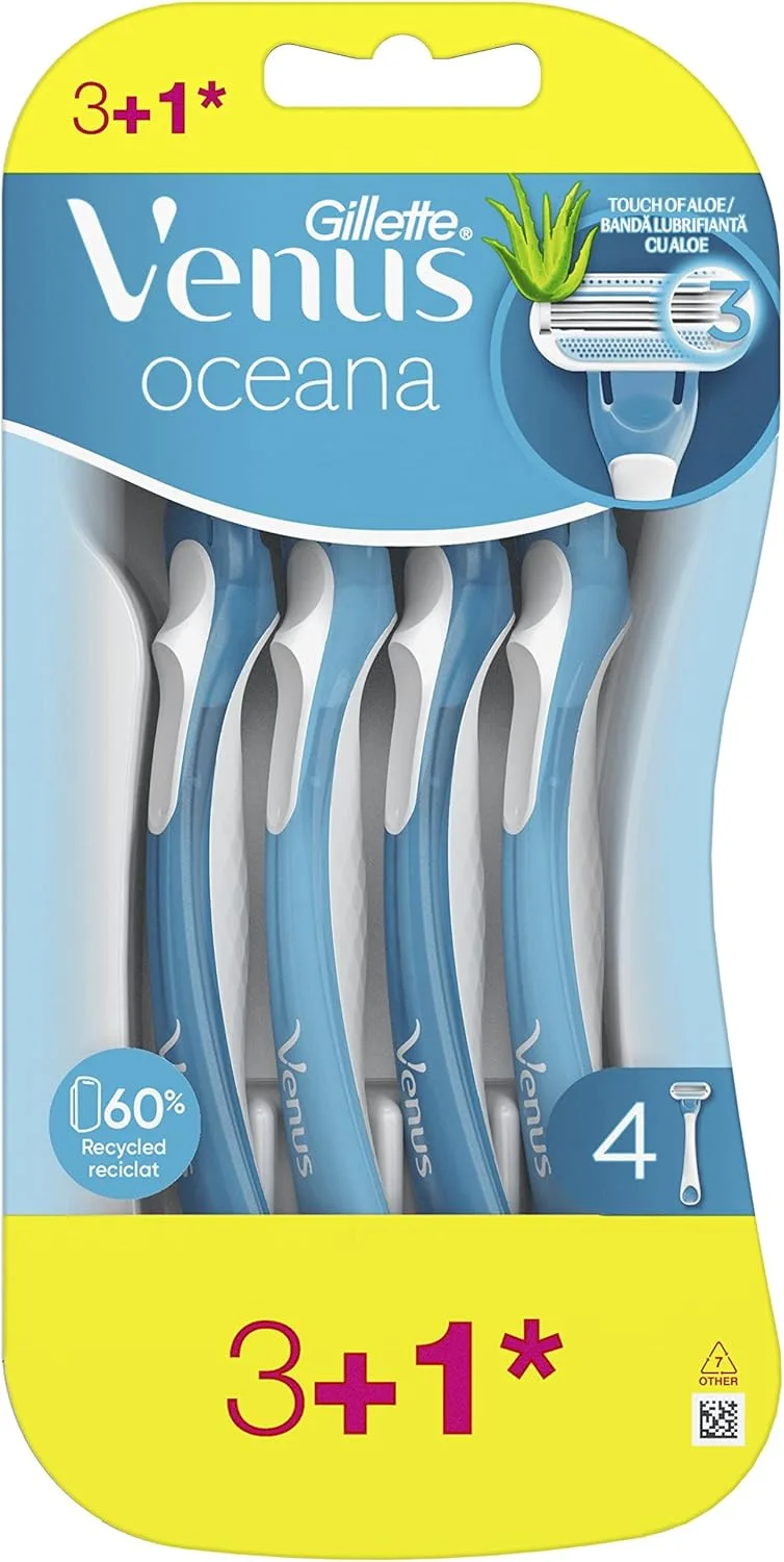 Gillette Venus ▫️ Lâminas descartáveis Oceana para mulher - 4 unidades, padrão