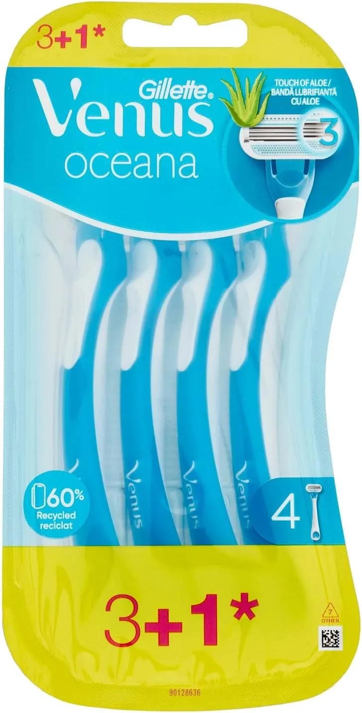 Gillette Venus ▫️ Lâminas de barbear descartáveis Oceana para mulher, embalagem de 4