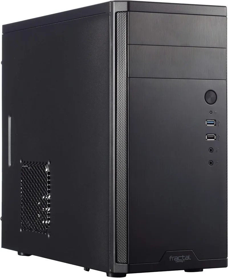 Fractal Design ▫️ Core 1100, Caixa de computador tipo mini-torre, mATX, elevado fluxo de ar e refrigeração, 1 ventoinha silenciosa de 120 mm incluída, alumínio escovado, preto