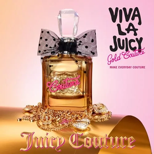 Juicy Couture ▫️ Viva La Juicy Gold Couture, Eau de Parfum, fragrância frutada e doce, com notas de bagas suculentas, jasmim da Arábia e creme de baunilha, perfume de luxo para mulher 3