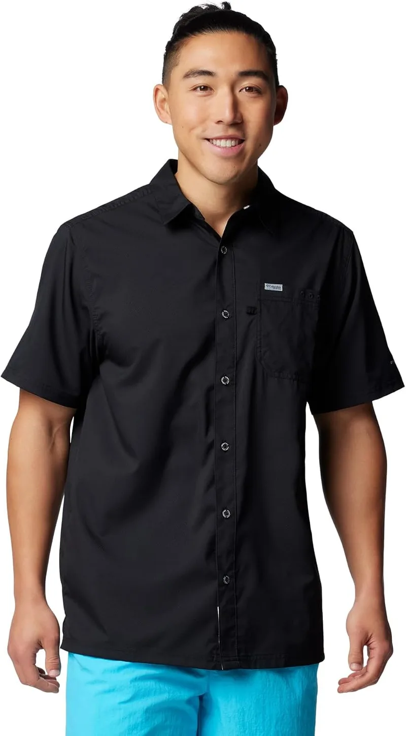Columbia ▫️ Camisa PFG Slack Tide Camp, camisa de manga curta para caminhadas e trekking para homem