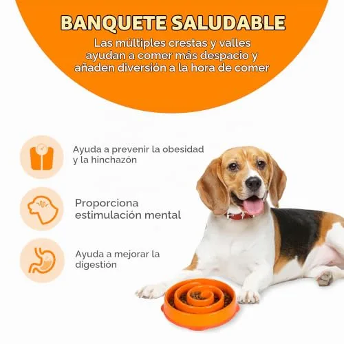 Outward Hound ▫️ Fun Feeder Slo-Bowl - Comedouro com obstáculos para cães - Laranja - Médio/Mini 2