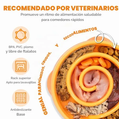 Outward Hound ▫️ Fun Feeder Slo-Bowl - Comedouro com obstáculos para cães - Laranja - Médio/Mini 3