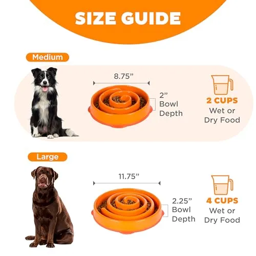 Outward Hound ▫️ Fun Feeder Slo-Bowl - Comedouro com obstáculos para cães - Laranja - Médio/Mini 5