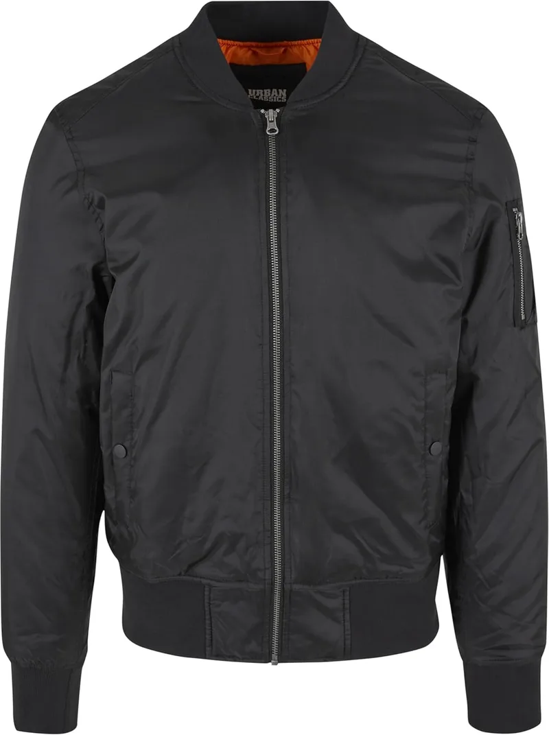 Urban Classics ▫️ Casaco bomber básico para homem Casaco bomber preto de ajuste regular