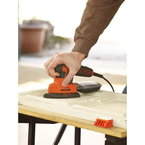 Black+Decker ▫️ Lixadeira de detalhes Mouse 120 W, 3 zonas de preensão, encaixe rápido da lixa, recipiente para pó com microfiltração, inclui 6 folhas de lixa e mala de transporte, KA2500K 2
