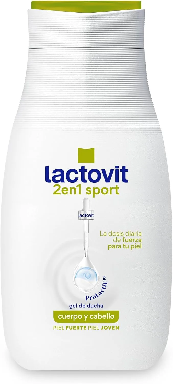 Lactovit ▫️ Gel de Banho e Champô 2 em 1 Sport, para pele e cabelo normais, gel para o corpo e cabelo, delicado e sofisticado, 250 mililitros