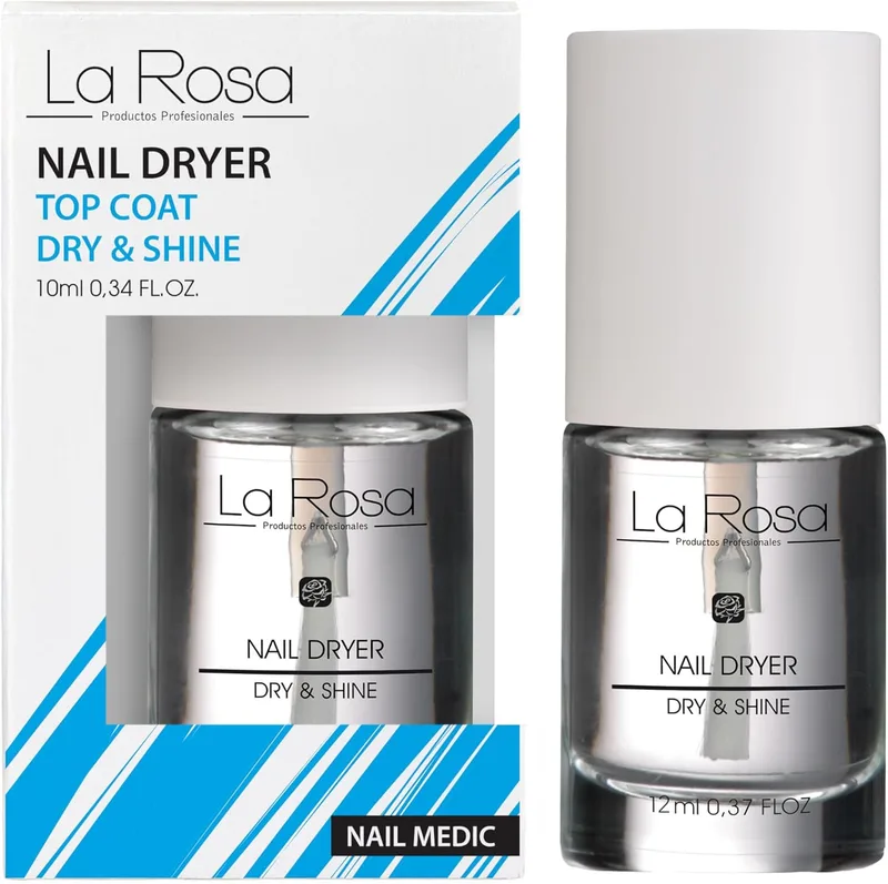 La Rosa ▫️ LaRosa NAIL DRYER - Secador de unhas e TOP COAT - Secagem rápida, brilho intenso, hidratação e proteção - 10 ml