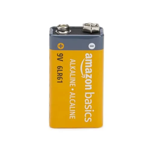 Amazon Basics ▫️ Embalagem de 8 pilhas alcalinas de 9 V, 9 V/6LR61, vida útil de 5 anos, para detetores de fumo/monóxido de carbono, eletrónica e áudio 3