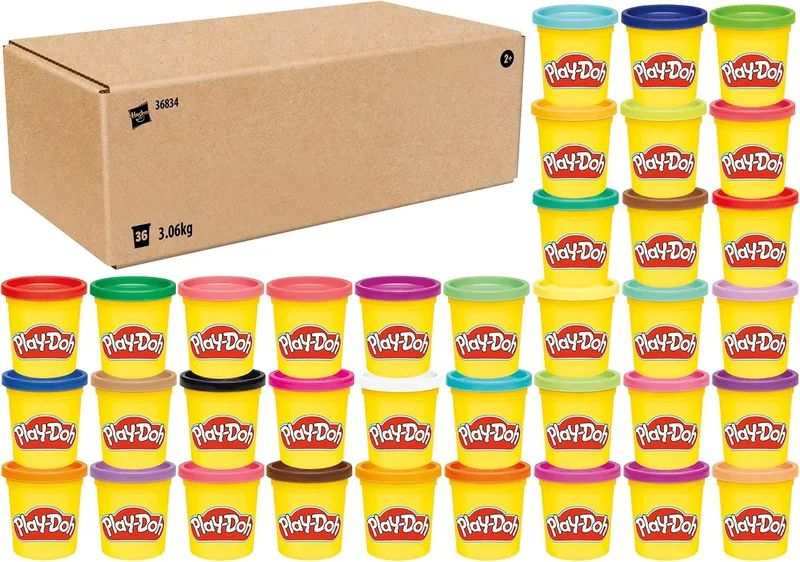Play-Doh ▫️ Megapack com 36 frascos de plasticina não tóxica de 84 gramas em cores variadas, brinquedos infantis, trabalhos manuais, para meninas e meninos a partir dos 2 anos